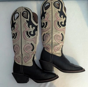 TONY LAMA 3R Mustang Buckaroo Tall Leather Cowboy Cowgirl Boots RR2912L- Size 6B - Picture 1 of 7
