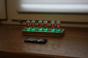 Nixie tube clock with 6pcs RFT Z570M tubes wooden clear FINE 5 NOT UPSIDE DOWN 2 - Picture 1 of 10