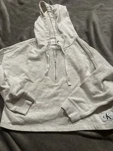 Calvin Klein Women's Half-Zip Hoodie Optic Gray Heather  Sz Medium - Picture 1 of 3