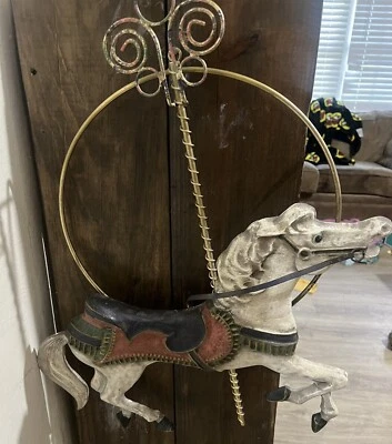 1987 Curtis Jere Artisan House Hanging Carousel Horse Handcrafted Sculpture TAG - Image 1 of 2