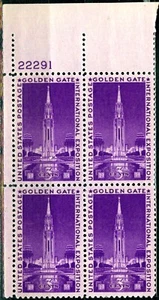 SC# 852 - 1939 - 3¢ Exposición Internacional Golden Gate - Bloque de placas NH como nuevo - Imagen 1 de 1