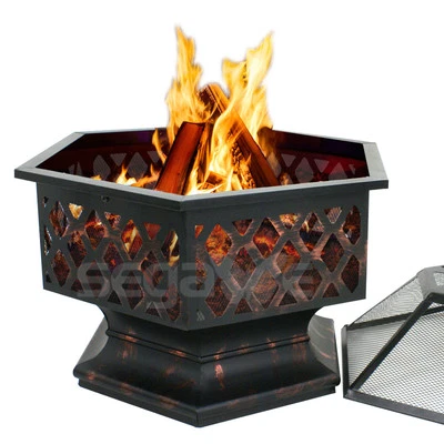 Fire Pit Fireplace Firepit Bronze Finish Outdoor Home Garden Backyard Hex Shaped - Image 1 of 4