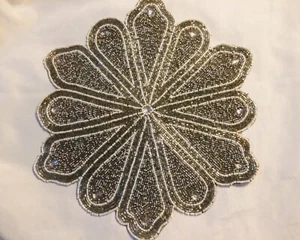 Silver White Flower Beaded Centerpiece 15". Made in India - Picture 1 of 12
