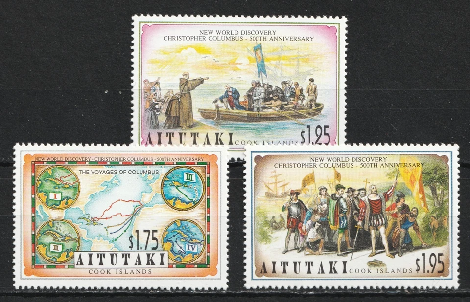 Aitutaki Cook Islands Sc# 479-81 1992 - 500 aniversario Colón. MNH Cv $10.00 Foto 1 de 1