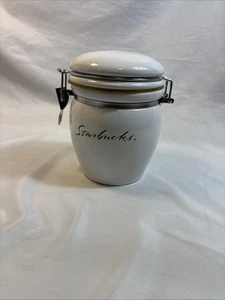 Starbucks Ceramic 1 LB Coffee Canister w/Airtight Locking Lid Green Logo - Picture 1 of 6