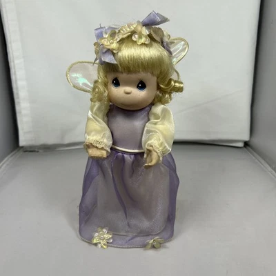 Precious Moments Angel Doll Lavender  White Porcelain & Display Stand 8.5” Tall - Image 1 of 4