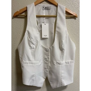 NWT GRACE KARIN Women's Sz L White Waistcoat Vest Steampunk Cosplay Renaissance - Picture 1 of 10