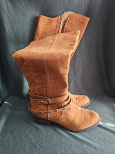 Mudd Faux Suede Brown Riding Boots Ladies Size 8 - Picture 1 of 6