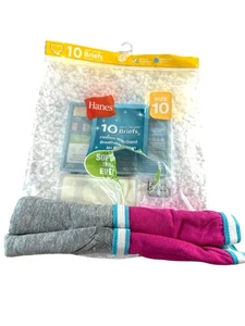 Hanes Girls Panties Tagless Briefs 2 Pair Size 10 Open Bag New - Picture 1 of 3