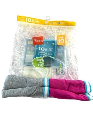 Hanes Girls Panties Tagless Briefs 2 Pair Size 10 Open Bag New - Image 1 of 3