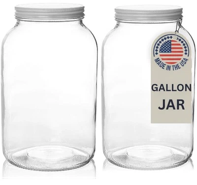 Tarro de vidrio de 1 galón con tapa - Tarro de vidrio grande de boca ancha para Ferme... Foto 1 de 4