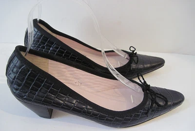 Zapatos PAUL MAYER ACTITUDES Cuero Negro Cocodrilo Frontal Arco Bloque Tacón Talla 6 1/2 B Foto 1 de 4