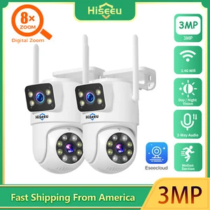 2x Dual Lens HD 3MP+3MP WiFi Camera Wireless Outdoor PTZ Home Security Camera - Picture 1 of 12