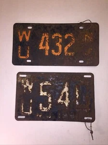 2 Antique NJ License Plates original paint with rust patina 1951 & 1940s? - Picture 1 of 5