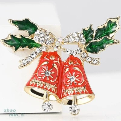 Broche Esmalte Campanas de Navidad Broches de Cristal Estrás Joyería Fiesta Regalo Foto 1 de 4