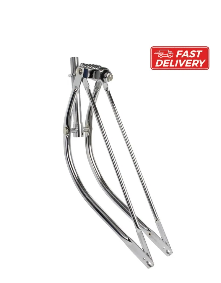 26’’ Spring Bent Fork Heavy Duty  1" Threaded Chrome Steel Lowrider Cruiser Bike - Image 1 of 1