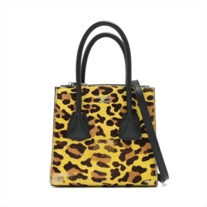 Prada Leopard Print Harako Leather 2 Way Shoulder Bag Diagonal Hand Women's Used - Picture 1 of 10