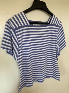 Jones New York Sport Purple White Striped Vintage 1980’s Women’s T Shirt Sz L - Picture 1 of 10