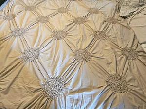 Next Full Sz Duvet Pick Stitch Circle Ruched Bedspread Cotton Blend With 2 Shams - Picture 1 of 14
