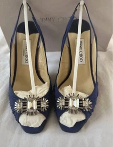 Jimmy choo Crepe De Chine Swarovski Peep Toe Shoes, Size 4.5/37.5 - Picture 1 of 6