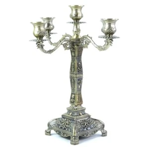 Candle Holders for Candlestick Candles - 5 Candelabra Candle Sticks Bronze 43cm - Picture 1 of 12