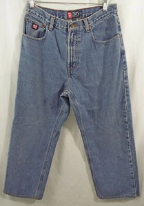 Pantalones de mezclilla usados Ralph Lauren Chaps talla mosca con botones W-32 L- 25,5 pulgadas - Imagen 1 de 8