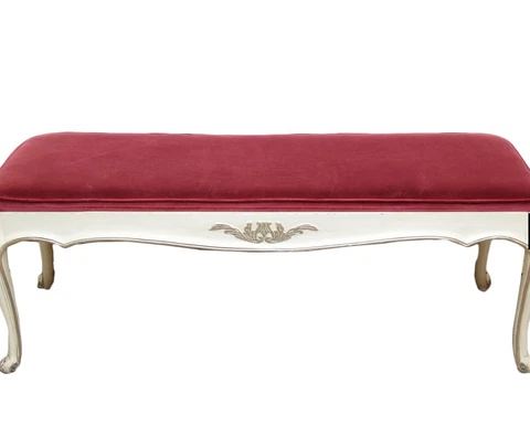 Vintage LORRAINE VI Mebane  King Headboard Velvet Upholstered Bench French Style Cover