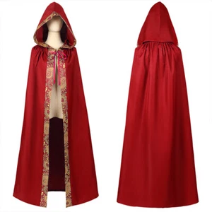 Medieval Cloak Halloween Hooded Robe Cloak Wizard Death Cosplay - Picture 1 of 10