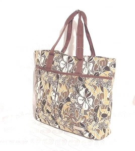 CHAUME FLORAL canvas handbags, purses & tote bags Multi COLOR BROWN /BEIGE#304 - Picture 1 of 1