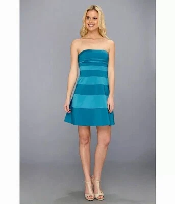 Vestido Jessica Simpson Nuevo con Etiquetas $148 Talla 4 Sin Tirantes Azul Profundidades del Océano Cóctel Fiesta Foto 1 de 4