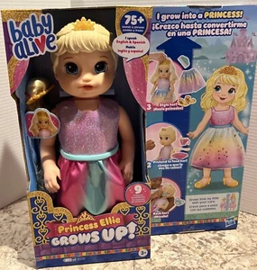 Baby Alive Princess Ellie Grows Up! 15-Inch Doll Blonde Hair Blue Eyes Kids Toy - Picture 1 of 2
