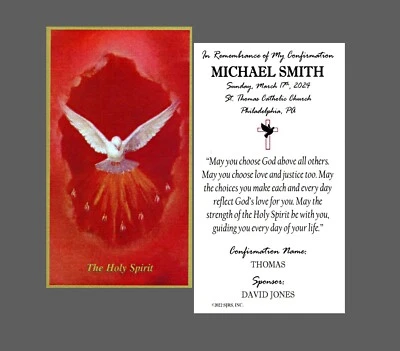 My Confirmation 1 (boy) - Personalized Laminated Prayer Cards - Pack of 35 - Image 1 of 3