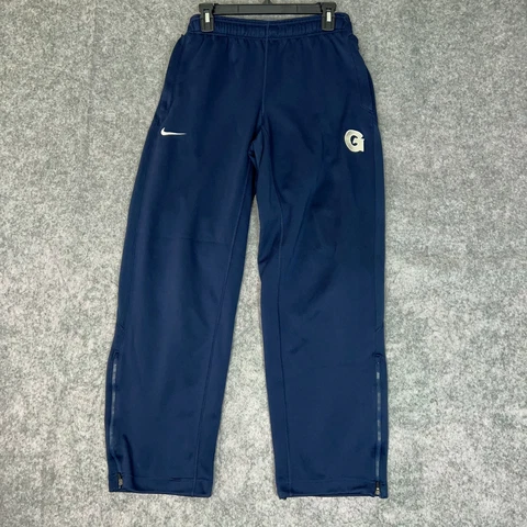 Georgetown Hoyas Mens Pants Small Nike Navy Gray Track Pants Ankle Zip NCAA Logo Cover
