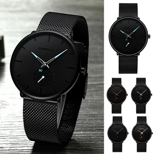 Ultra-Thin Sport Watches Stainless Steel Watch Men Quartz Sport 30m Waterproof - Picture 1 of 18