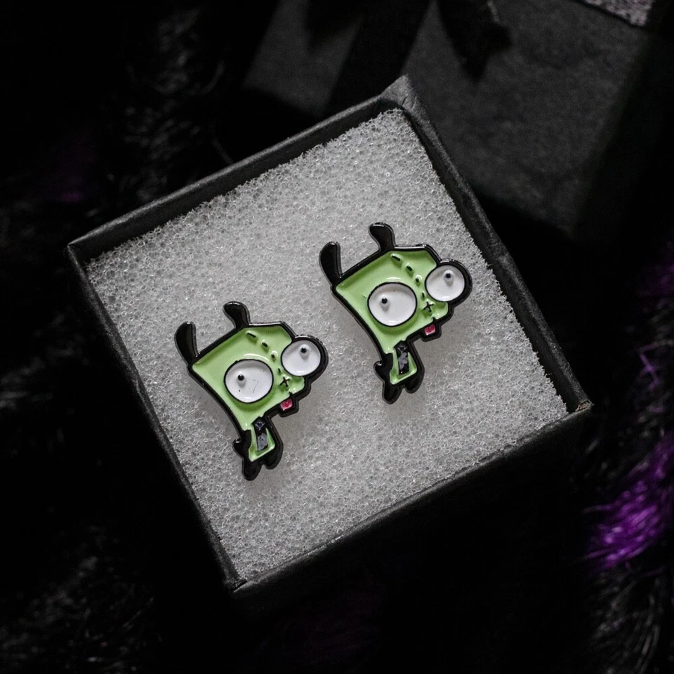 Aretes de acero inoxidable esmaltados Invader ZIM GIR Foto 1 de 1