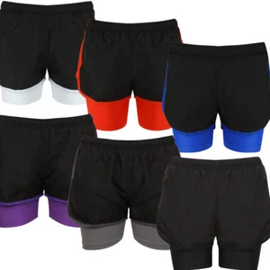 Athletic Sportswear Ladies Shorts 2 in 1 Running Shorts Sports Performance Pants - Picture 1 of 22