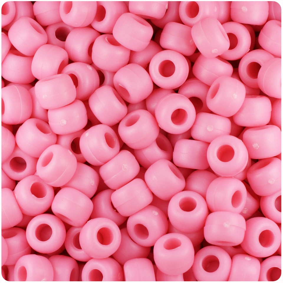 BeadTin Baby Pink Matte 9mm Barrel Pony Beads (500pcs) - Image 1 of 1