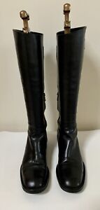 Prada Boots - Black Leather tall zip up, long, boots, made in Italy, size 38.5