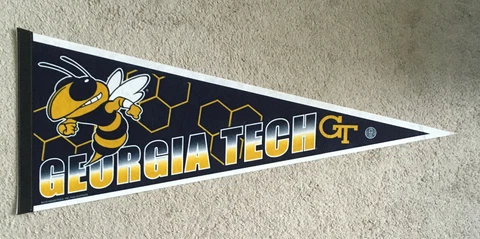 Georgia Tech Yellow Jackets NCAA, Full Size Felt Gold & Black Collegiate Pennant Cover