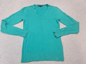 Ladies size XS tommy hilfiger Green Jumper v neck please read (12) - Picture 1 of 7