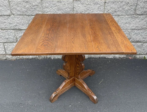 Antique Oak Square Arts & Crafts Kitchen Table 30” X 36” X 36” Cover