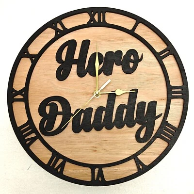 black personalised laser cut wood wooden wall clock door name word number letter - Image 1 of 4