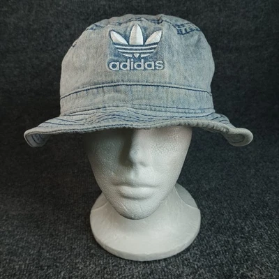 Adidas Bucket Hat Adult Small Denim Trefoil Embroidered Lined Casual - Image 1 of 4