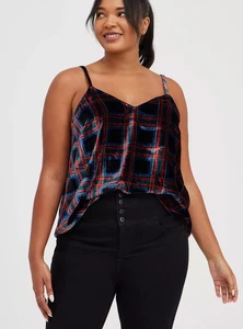 Camiseta sin mangas Torrid Sophie de terciopelo a cuadros múltiples para mujer talla 1 = EE. UU. 1X - Imagen 1 de 8