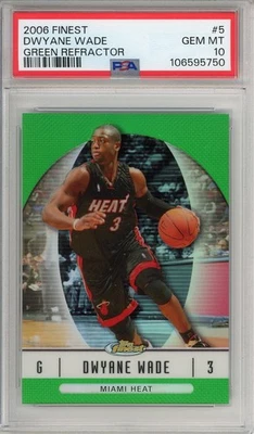 2006 Topps Finest Green Refractor #5 Dwyane Wade HOF /199 PSA 10 GEM MINT - Image 1 of 2