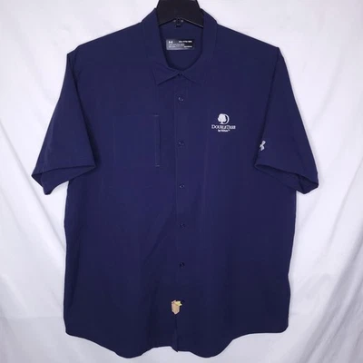 Under Armour Shirt Mens XXL Navy HeatGear Ultimate Button Down Hilton Hotel - Image 1 of 4