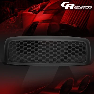 MATTE BLACK FRONT BUMPER HONEYCOMB MESH GRILLE FOR 2002-2005 RAM 1500 2500 3500 — 第 1/4 张图片