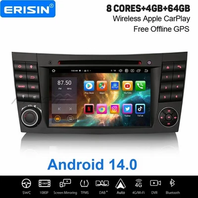 4GB+64GB Carplay Android 14 DAB+ Autoradio Navi Mercedes E/CLS-Klasse W211 W219 - Bild 1 von 4
