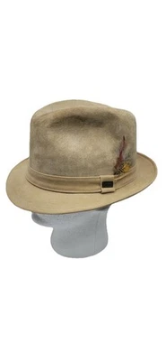 Sombrero Fedora De Colección Dobbs Fifth Avenue NY Para Hombre Cuero Gamuza Tostado Foto 1 de 4