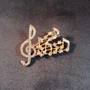 Broche/Pin Nota Musical Vintage 2 in x 1 in - Brillante - Imagen 1 de 2